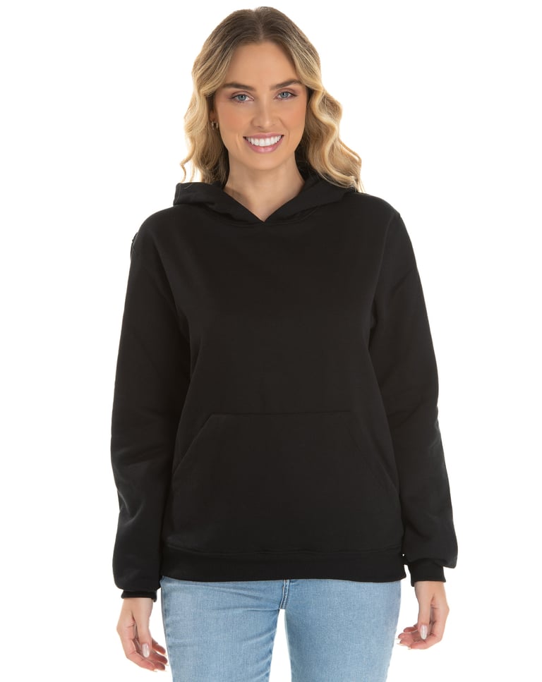 Moletom Canguru com Capuz Feminino Preto