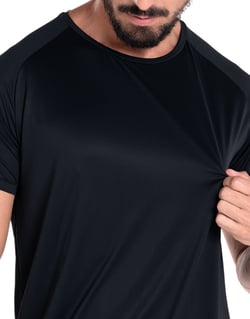 Camiseta Masculina Dry Poliamida Raglan Preta