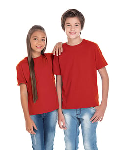 Camiseta Juvenil de Algodão Penteado Vermelha