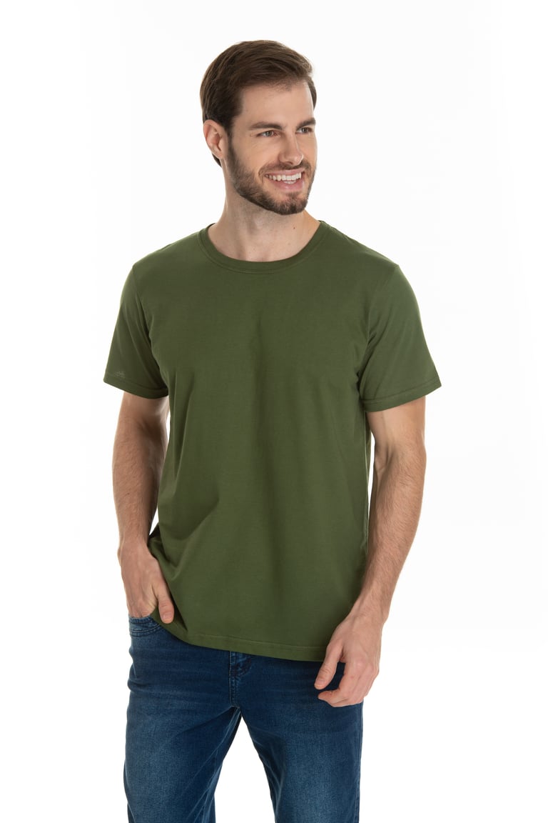 Camiseta de Algodão Premium Verde Militar