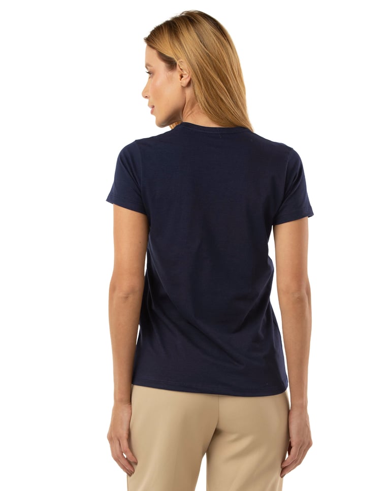 Camiseta de Algodão Egípcio Feminina Azul Marinho