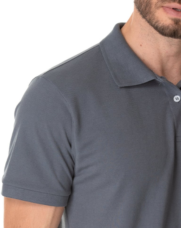 Camisa Polo Piquet Masculina Cinza Chumbo