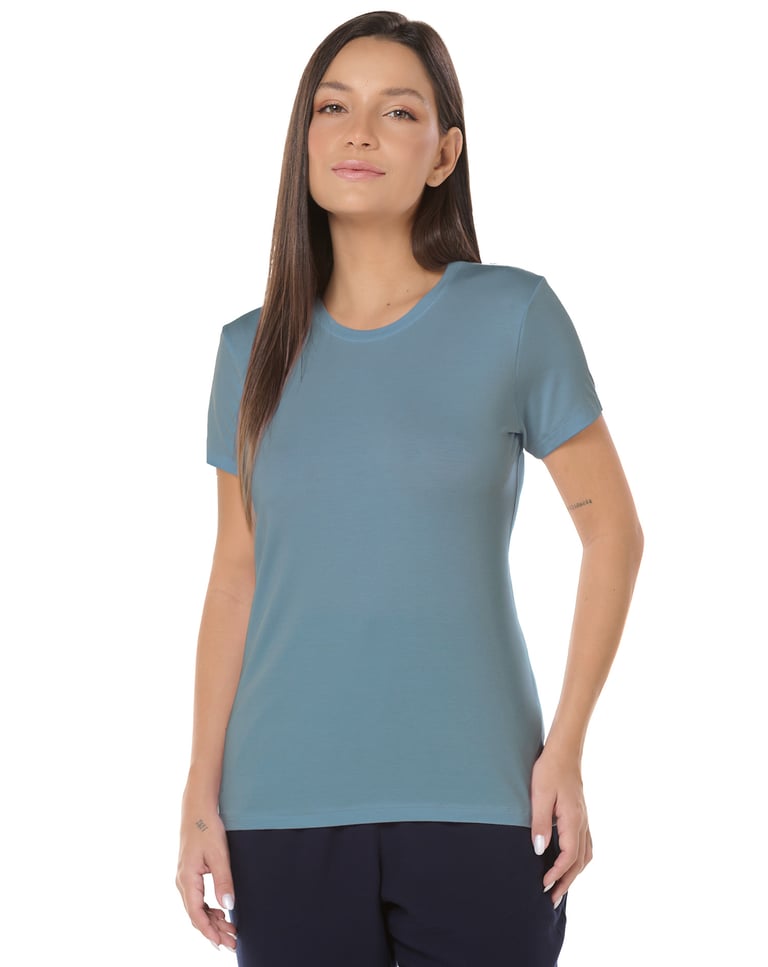 Camiseta Tech Modal Feminina Azul Topázio