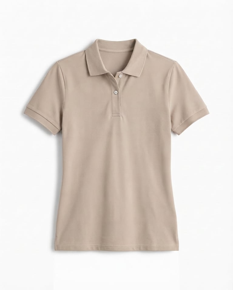 Camisa Polo Piquet Feminina Areia