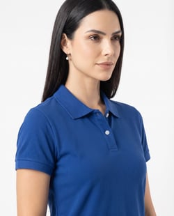 Camisa Polo Piquet Feminina Azul Royal