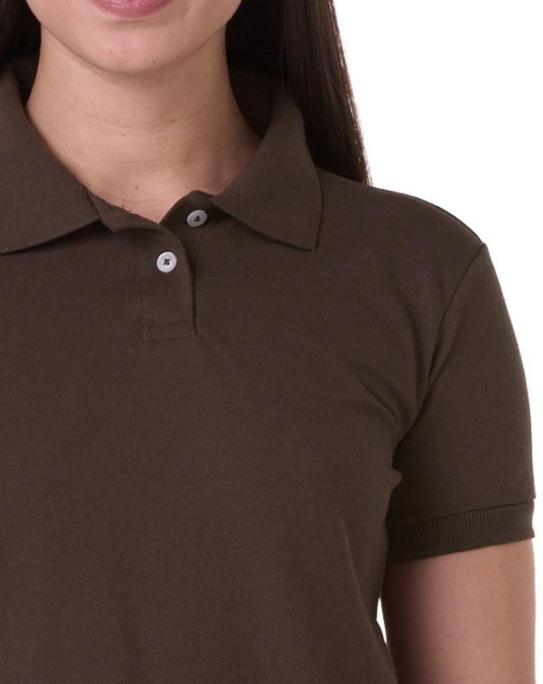 Camisa Polo Piquet Feminina Marrom
