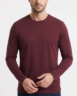 Camiseta Manga Longa de Algodão Premium Bordô