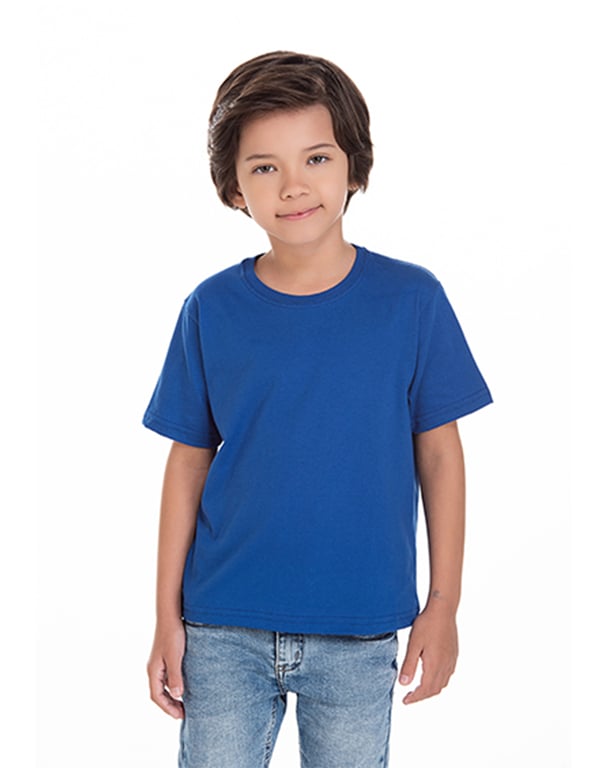 Kit 5 Camisetas Infantil de Algodão Penteado Azul Royal