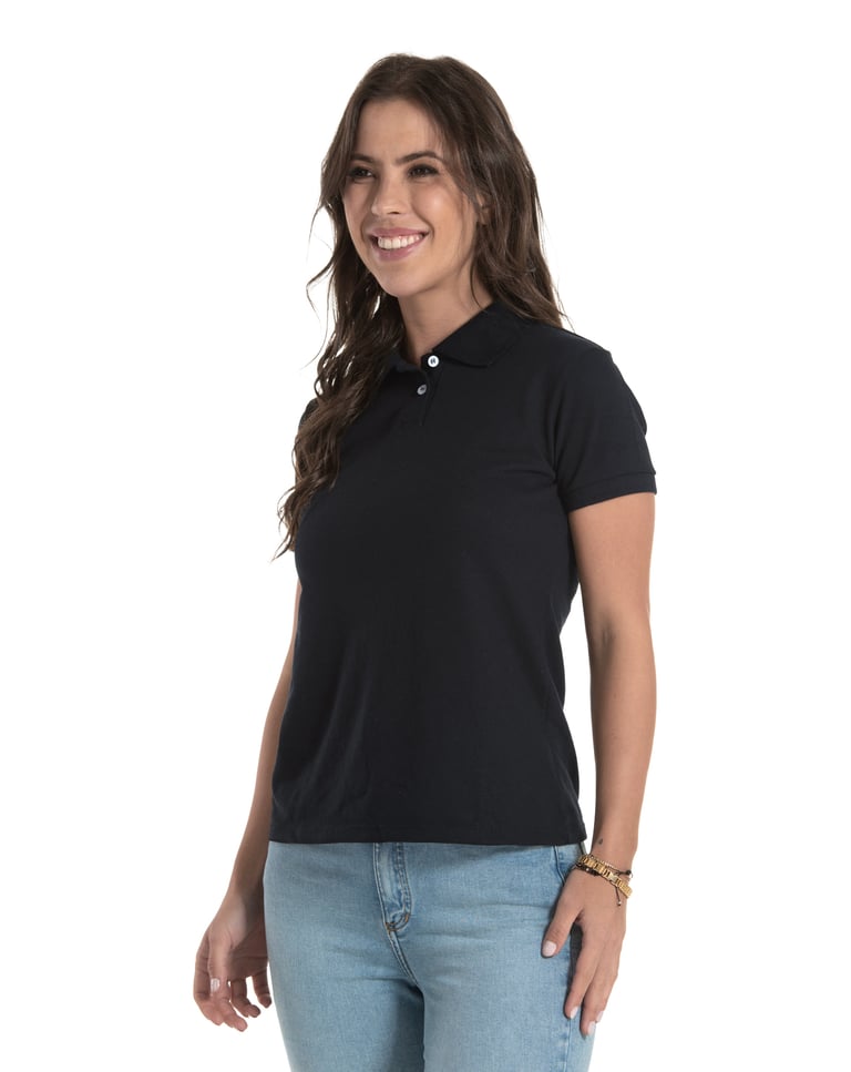 Camisa Polo Piquet Feminina Preta