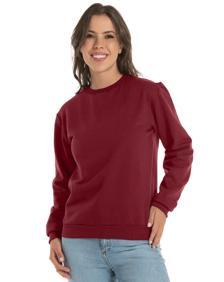 Kit 3 Blusões de Moletom Feminino Bordô