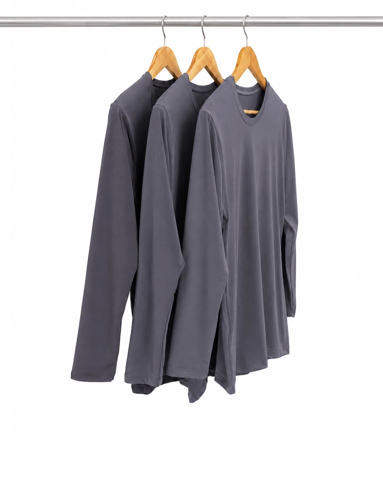 Kit 3 Camisetas Segunda Pele Manga Longa Feminina Cinza Chumbo UV 50+