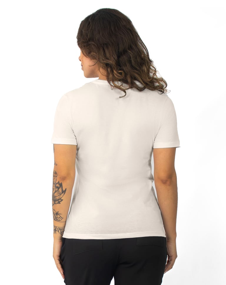Camiseta Gola V Feminina de Algodão Premium Premium Off White