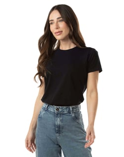 Camiseta de Algodão Egípcio Feminina Preta