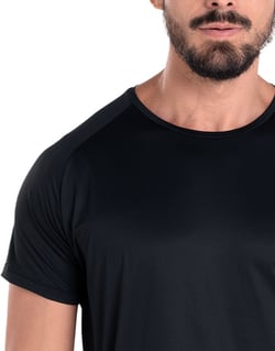 Camiseta Masculina Dry Poliamida Raglan Preta