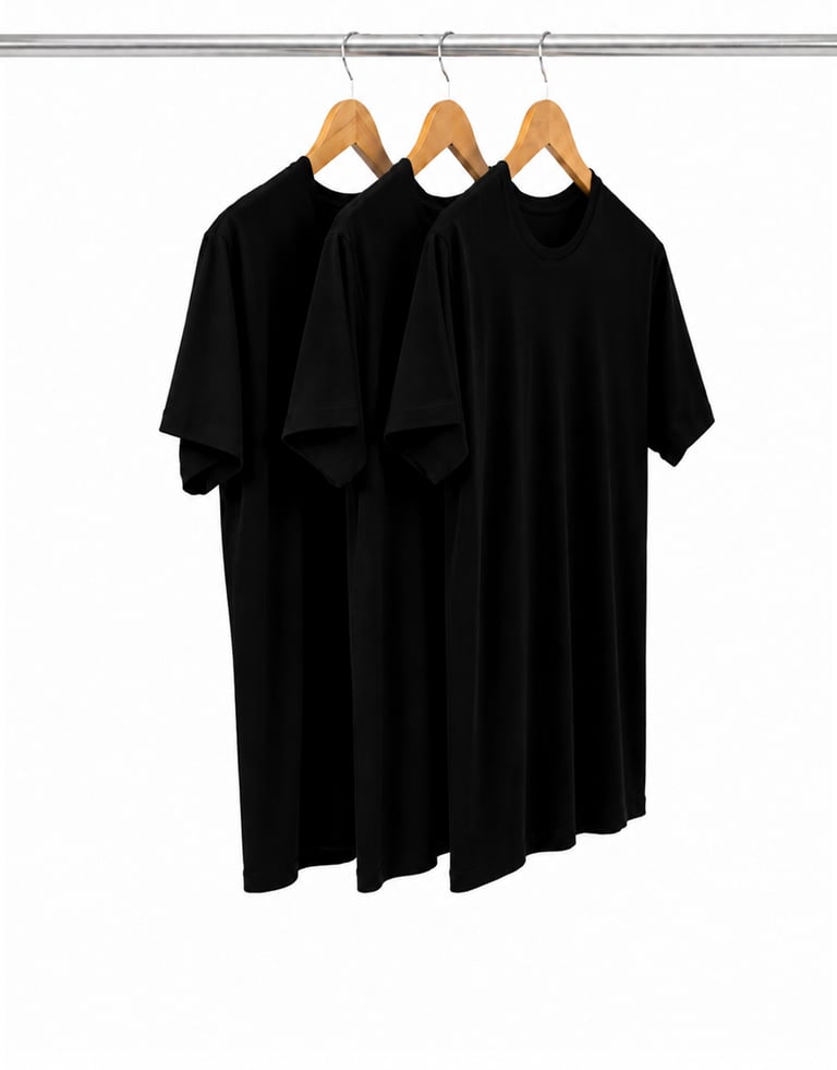 Kit 3 Camisetas Tech Modal Pretas Masculinas