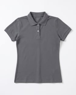 Camisa Polo Piquet Feminina Cinza Chumbo
