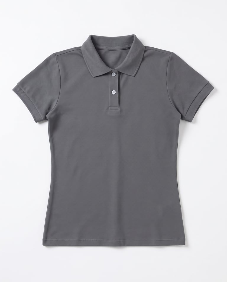 Camisa Polo Piquet Feminina Cinza Chumbo