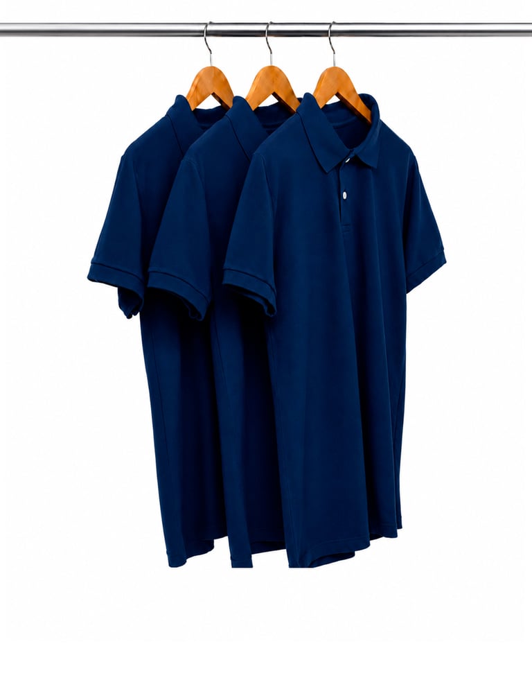 Kit 3 Camisas Polo Piquet Masculinas Azul Marinho 15