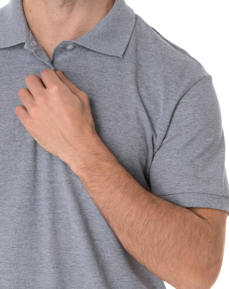 Camisa Polo Piquet Masculina Cinza Mescla