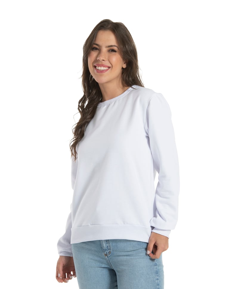 Kit 3 Blusões de Moletom Feminino Branco