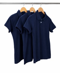KIT 3 Camisas Polo Piquet Feminina Azul Marinho