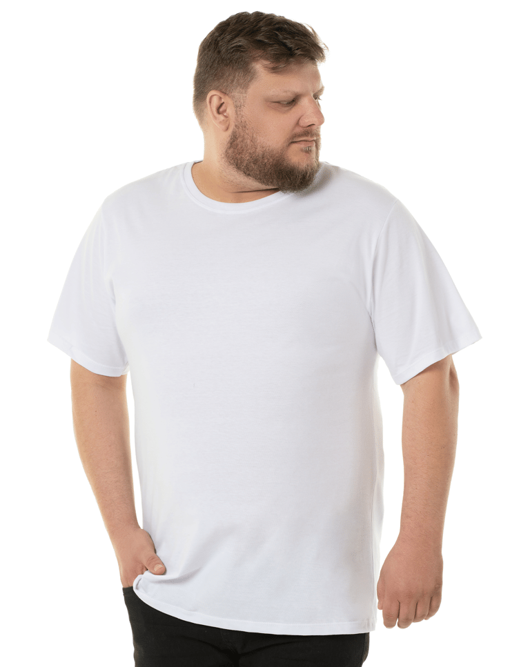 Kit 3 Camisetas Masculinas Plus Size De Algodão Brancas
