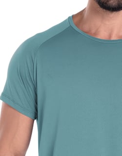 Camiseta Masculina Dry Poliamida Raglan Azul Topázio