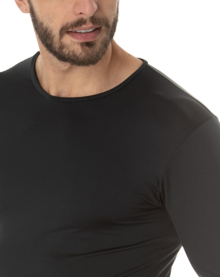 Camiseta Segunda Pele Manga Longa Masculina Preta UV 50+