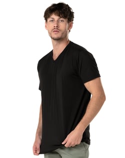 Camiseta Tech Modal Gola V Masculina Preta