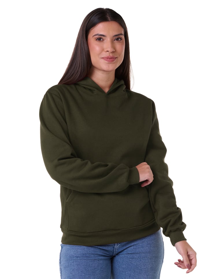 Moletom Canguru com Capuz Feminino Verde Militar