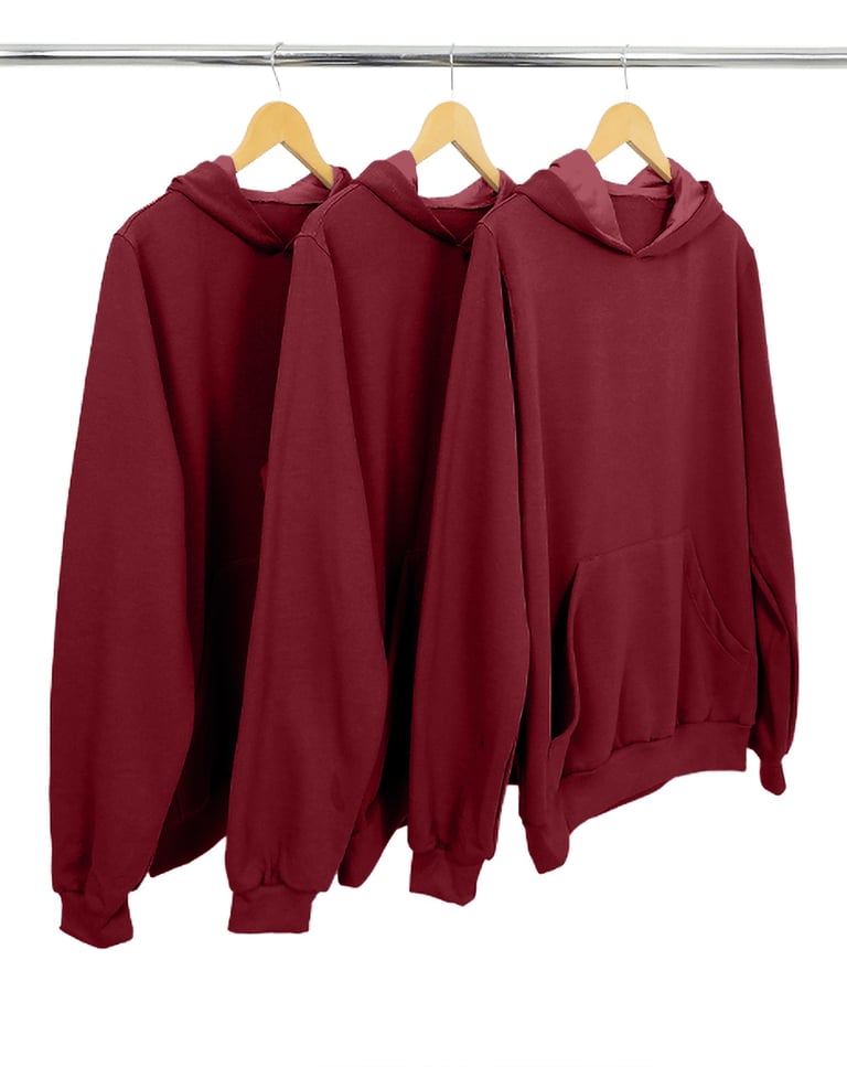 Kit 3 Moletons Canguru com Capuz Feminino Bordô