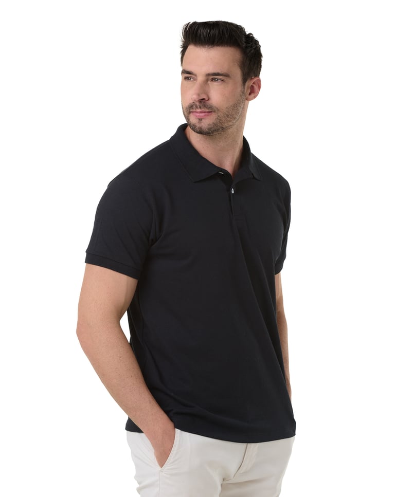Camisa Polo Piquet Masculina Preta