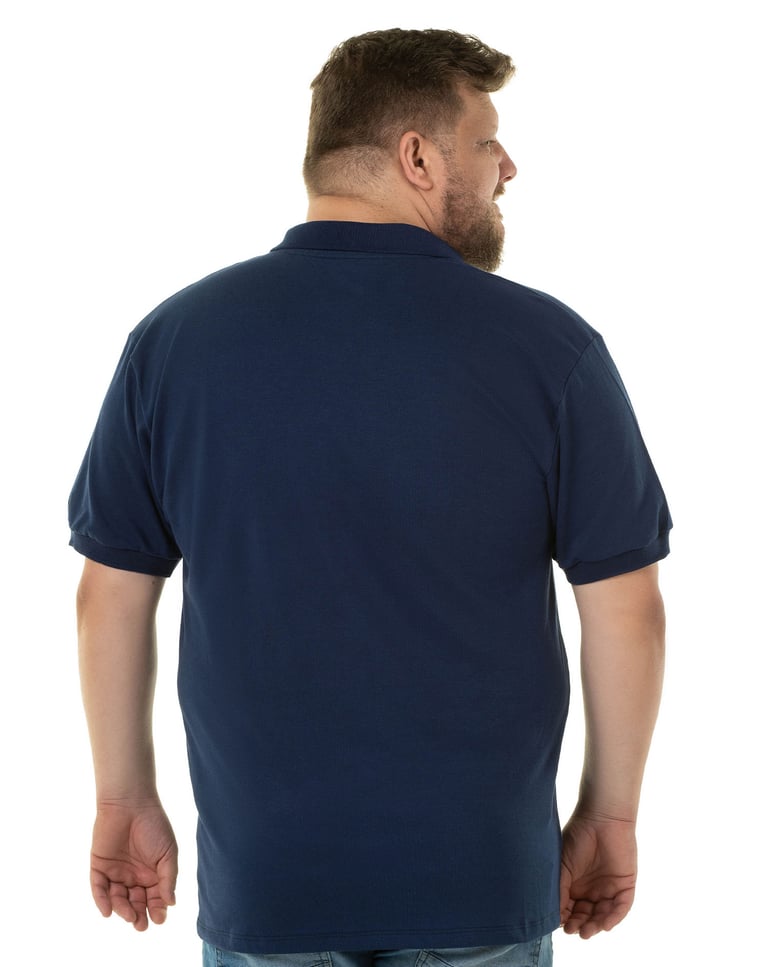Camisa Polo Piquet Plus Size Masculina Azul Marinho