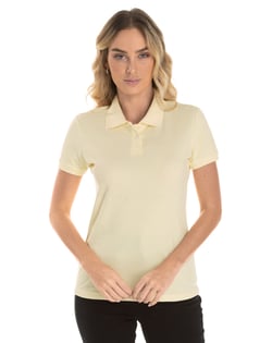 Camisa Polo Piquet Feminina Amarelo Claro