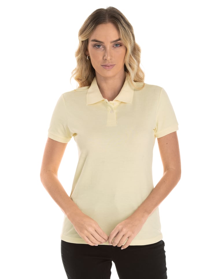 Camisa Polo Piquet Feminina Amarelo Claro