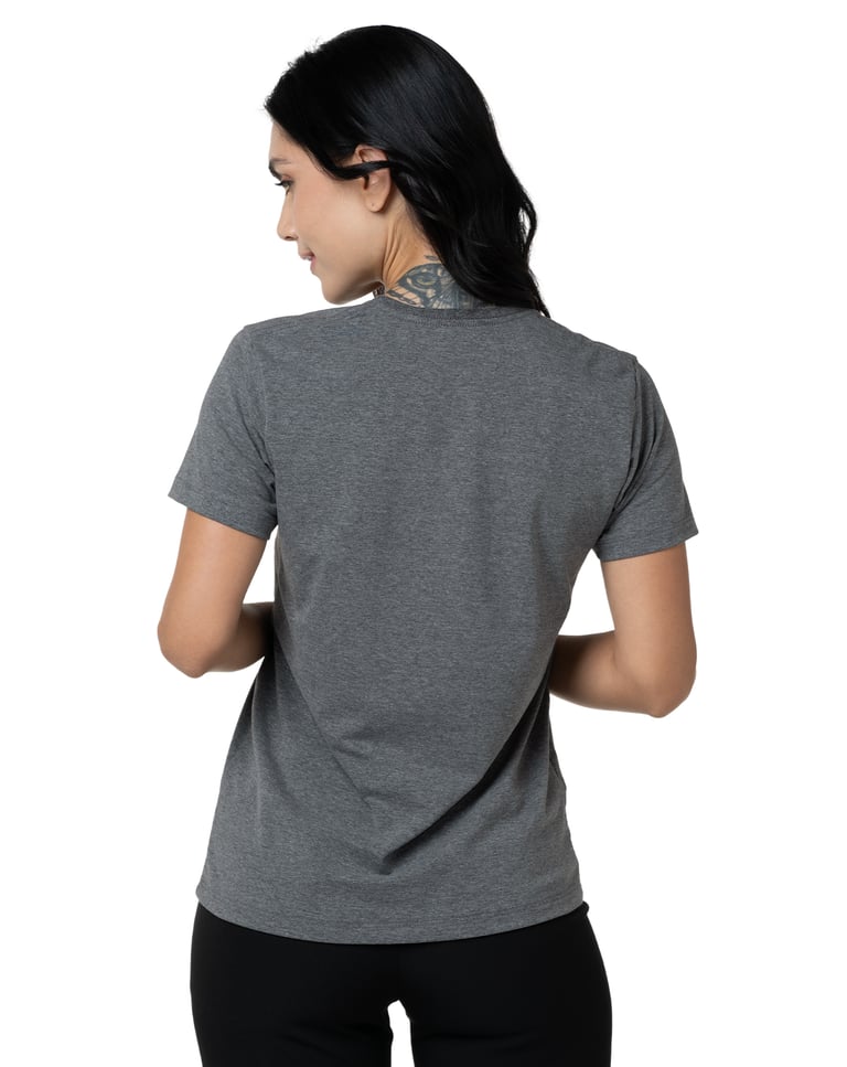 Camiseta de Algodão Egípcio Feminina Mescla Escuro
