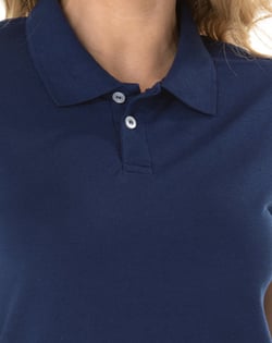 Camisa Polo Piquet Feminina Azul Marinho