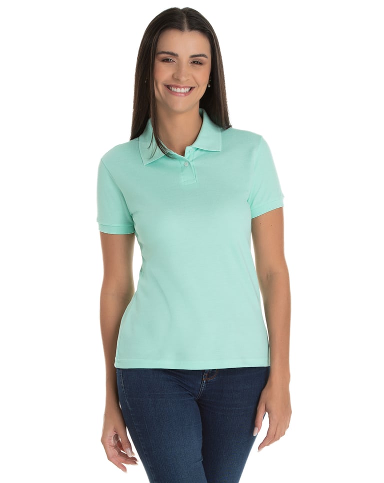 Camisa Polo Piquet Feminina Verde Claro