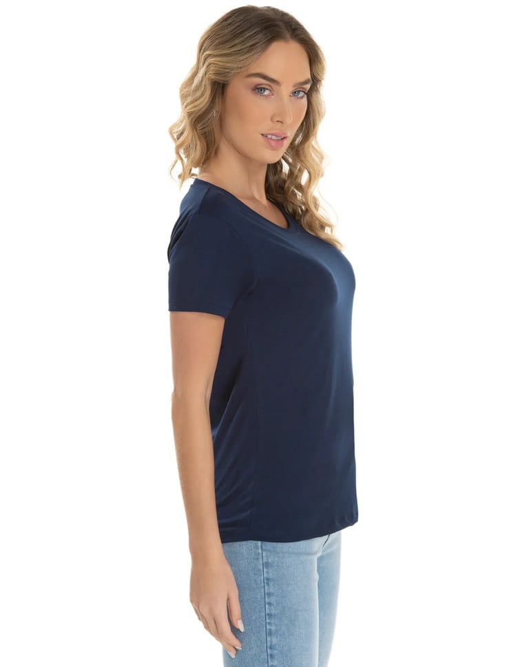Baby Look de Algodão Premium Azul Marinho