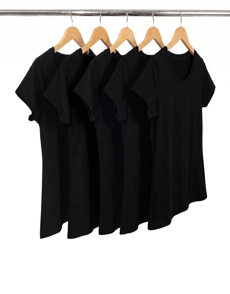 KIT 5 Baby Look de Algodão Premium Preta