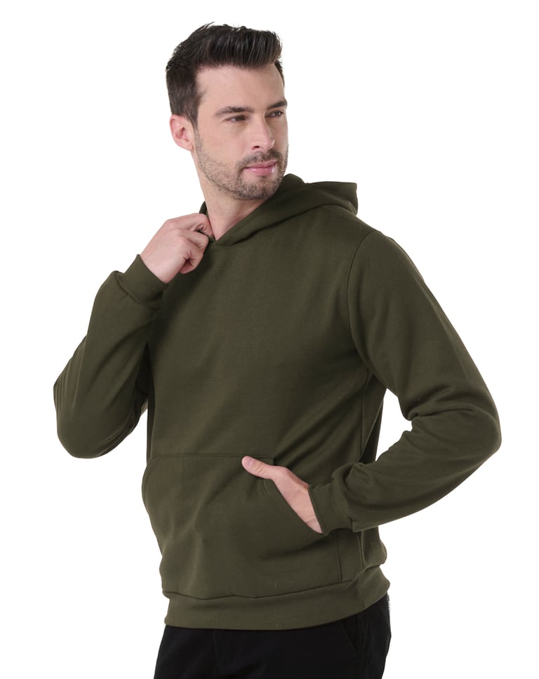 Moletom Canguru com Capuz Verde Militar