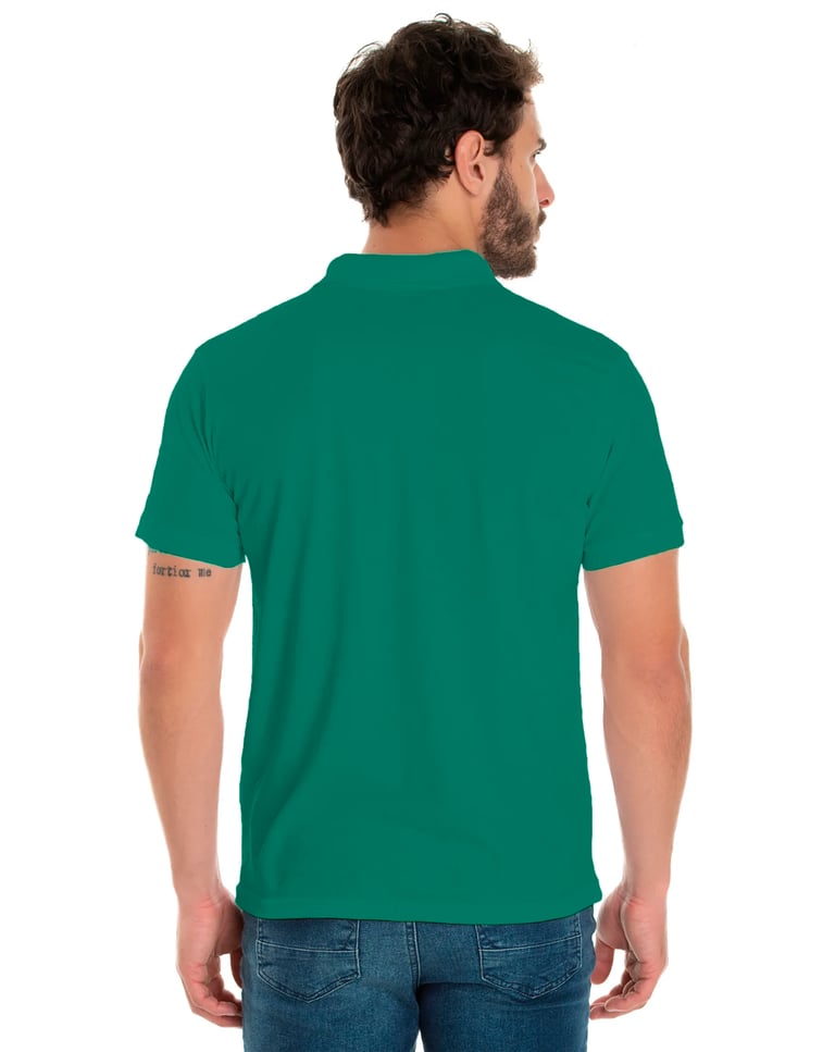KIT 5 Camisas Polo Piquet Masculina Verde Esmeralda