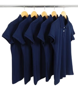 KIT 5 Camisas Polo Piquet Feminina Azul Marinho