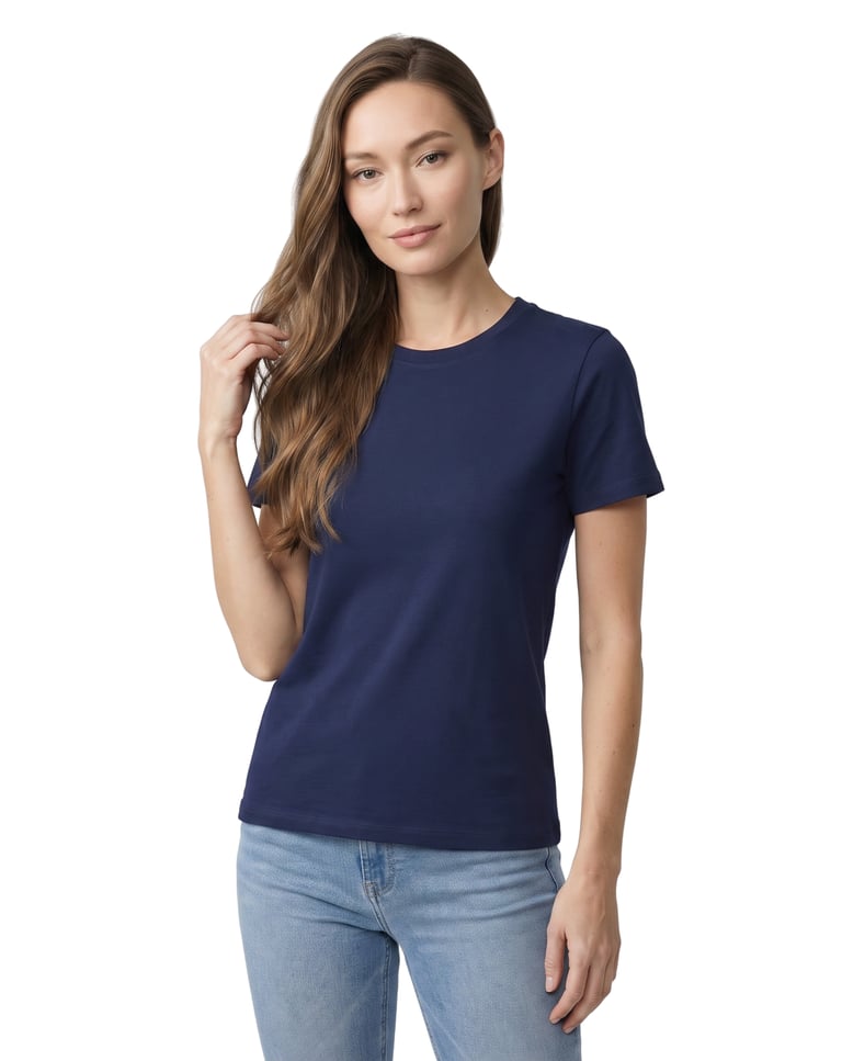 Baby Look de Algodão Premium Azul Marinho
