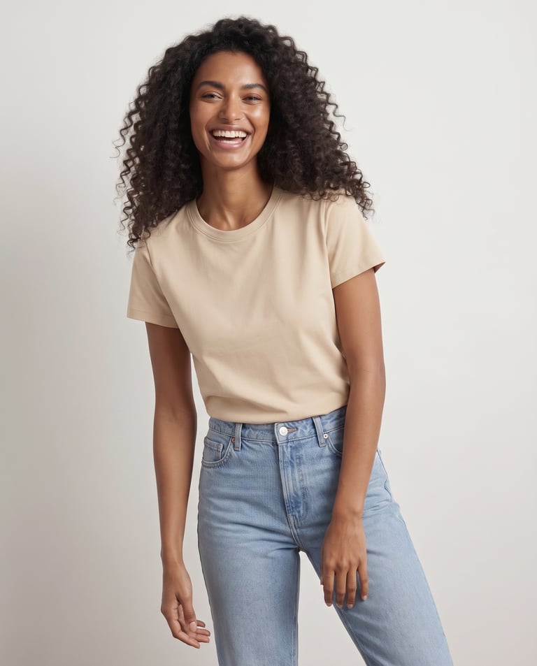 Baby Look de Algodão Premium Areia