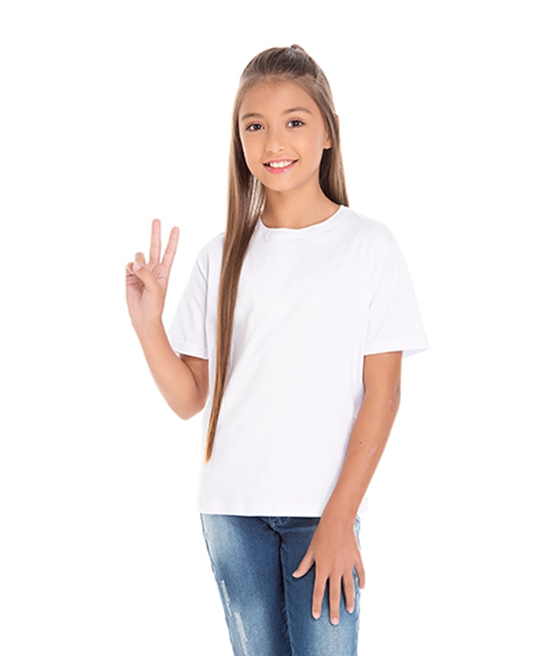 Kit 5 Camisetas Juvenil de Algodão Penteado Branca