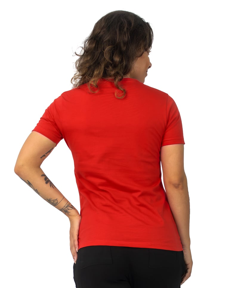 Camiseta Gola V Feminina de Algodão Premium Vermelha
