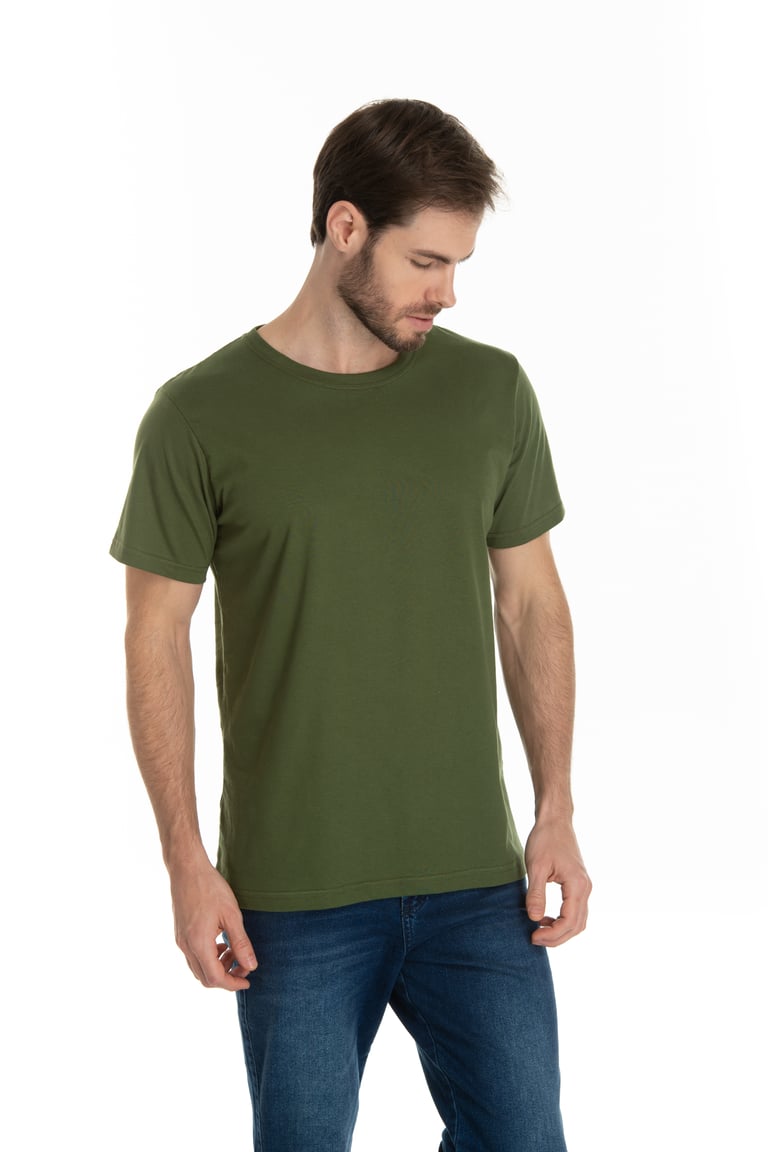 Camiseta de Algodão Premium Verde Militar