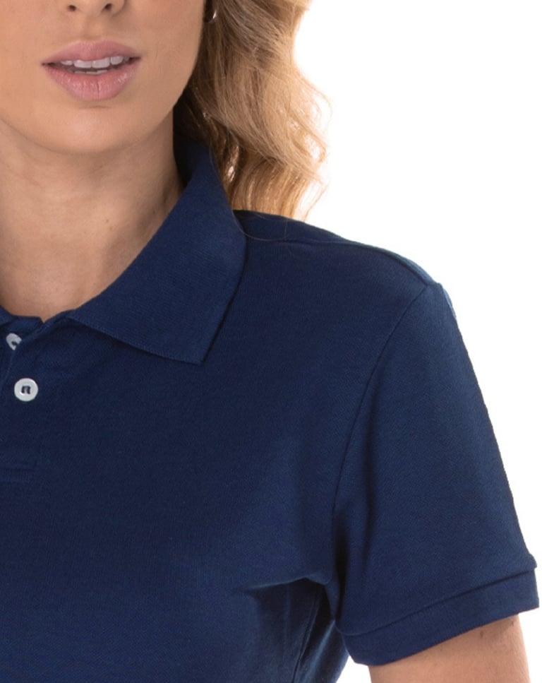 Camisa Polo Piquet Feminina Azul Marinho