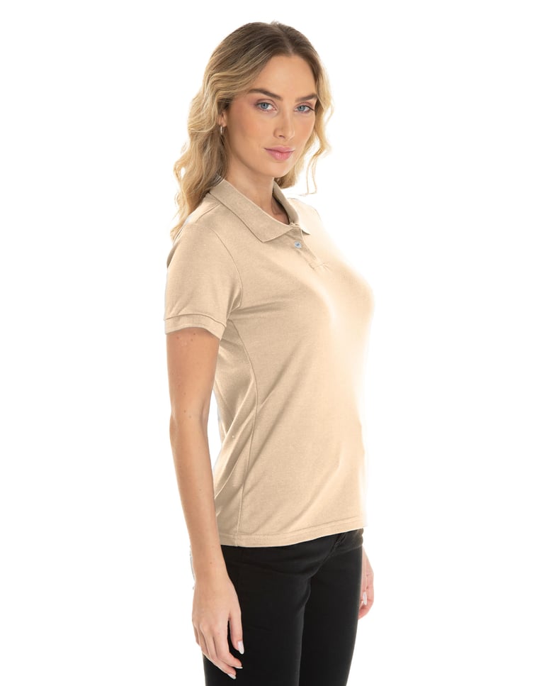 Camisa Polo Piquet Feminina Areia
